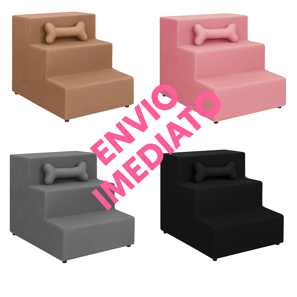 Escada Pet Cachorro 3 Degraus Espumada Resistente Gato e Cachorro