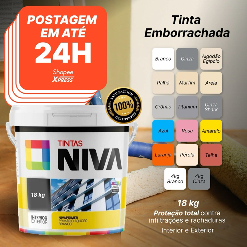 Tinta Emborrachada 4kg-18kg Impermeável Hidro-repelente Reboco-Laje-Parede ENVIO 24H