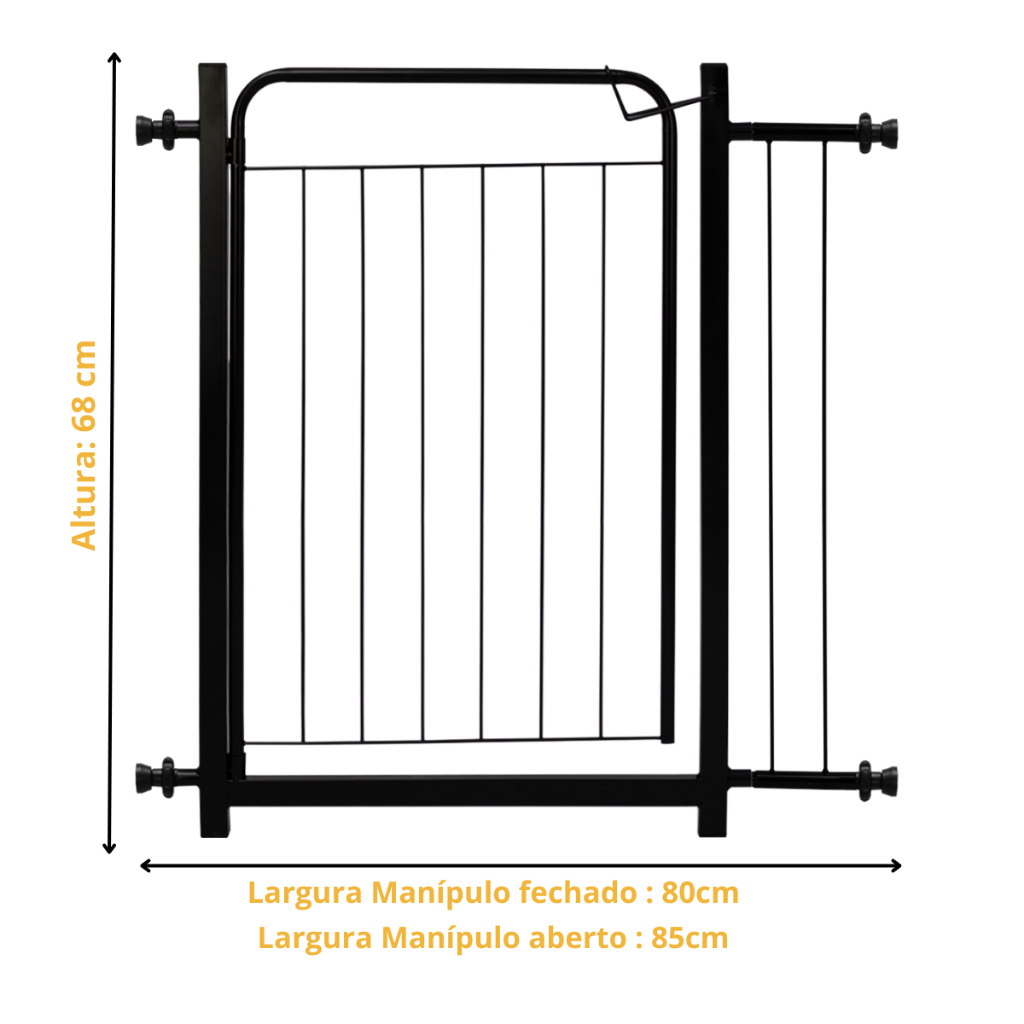 Grade Portão Proteção Pet Cachorro 80 A 85 Cm Criança Cães Cor Branco/Preto