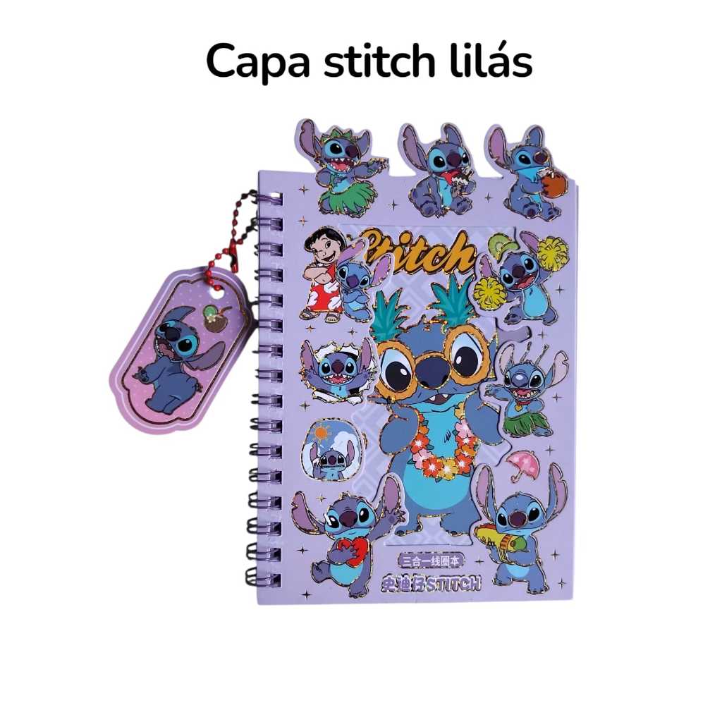 caderneta de adesivos stitch capivara / caderno de adesivos  stitch capivara papelaria fofa kawaii