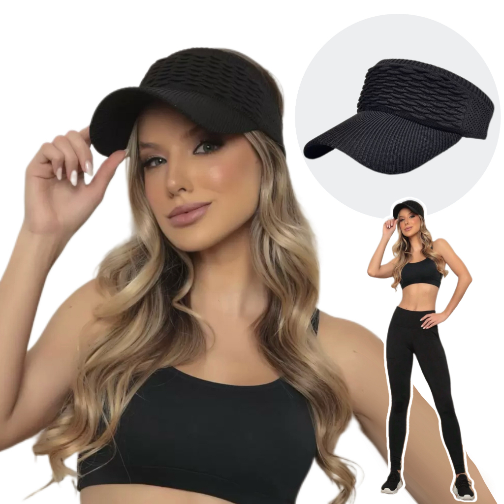 Boné Viseira de Sol Esportivo em Tecido Premium, Confortável, Leve e Elástico em Oferta na Shopee
