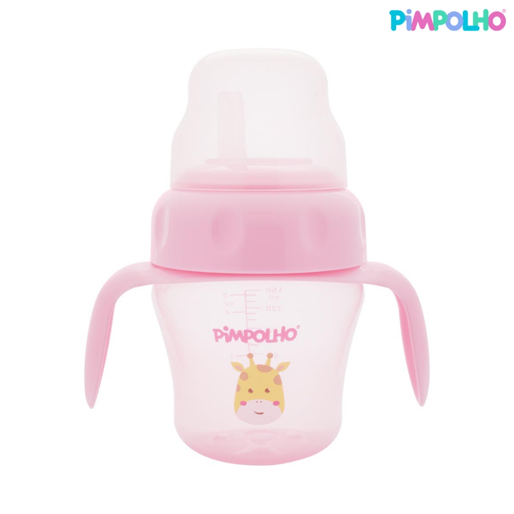 Copo De Treinamento Com Alça e Bico Flexível 150ml Girafa Leão Masculino Feminino Infantil Pimpolho em Oferta na Shopee