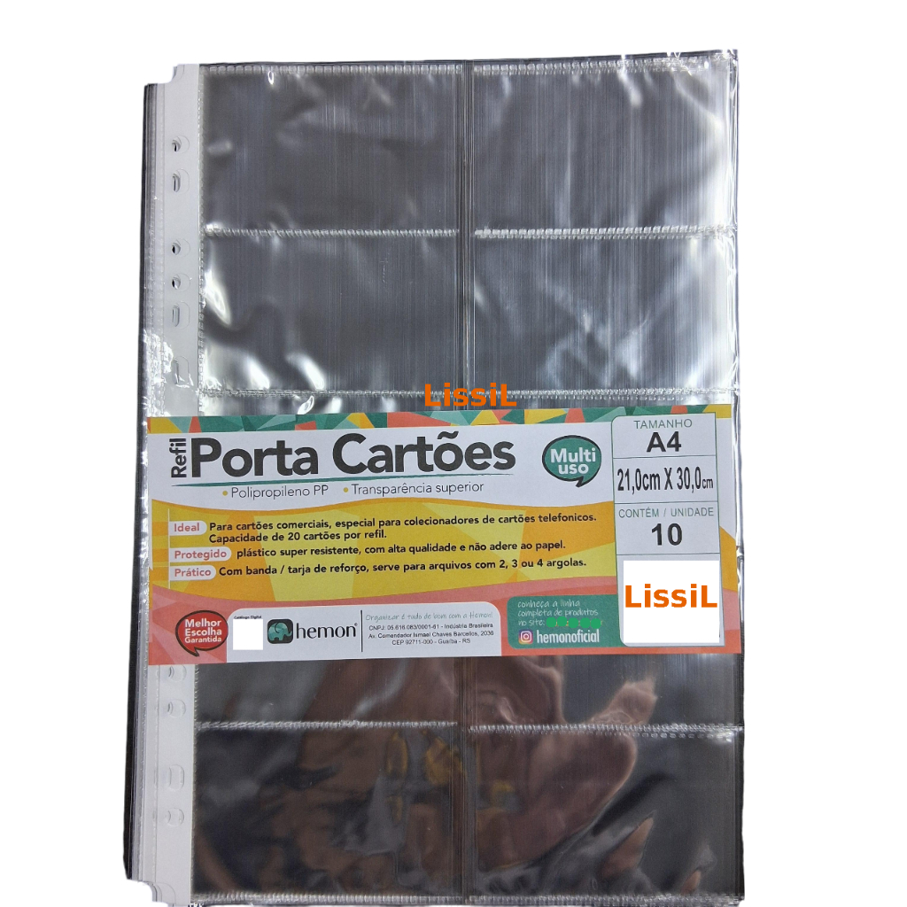 20 Plásticos Refil Porta Cartões Telefonicos Visitas Adesivos