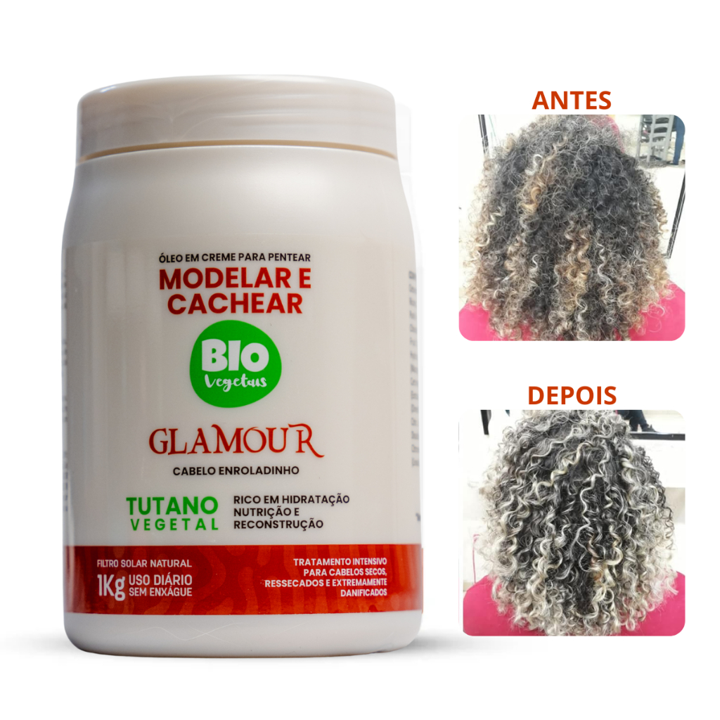 Óleo Em Creme Para Pentear Tutano Vegetal Glamour Biovegetais 1Kg - Ativador de Cachos LIBERADO em Oferta na Shopee