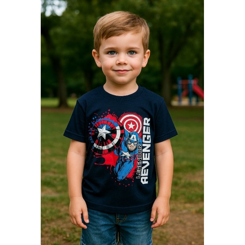 Camiseta Infantil Capitão América Manga Curta Gola Reforçada 100% Algodão em Oferta na Shopee