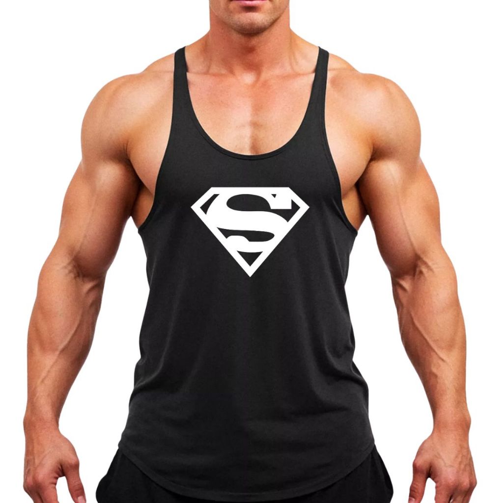 Regata Cavada Super Man Camiseta Masculina Academia Bodybuilder Super Herói