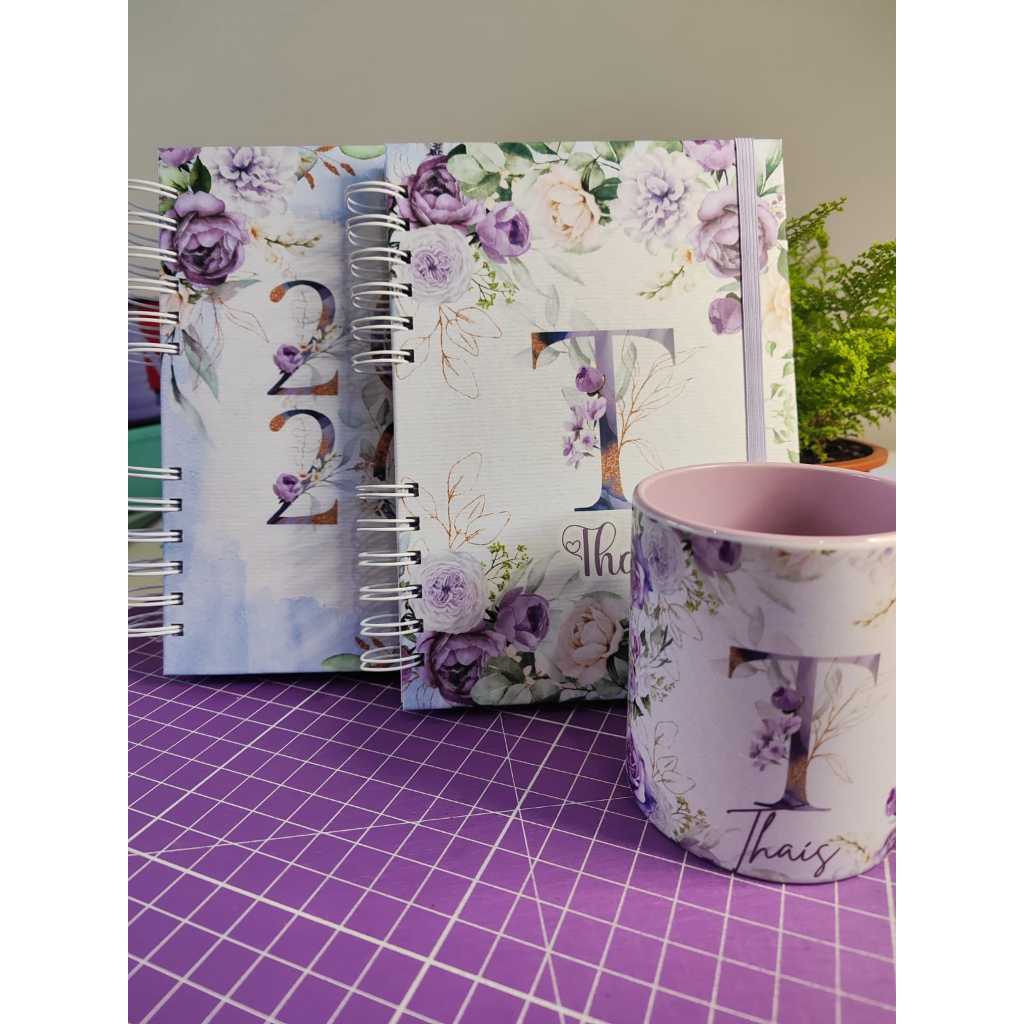 Kit Agenda Datada 1 Dia Por Folha 2027 Caderno Personalizado 100 Folhas Xícara com Alça Coração