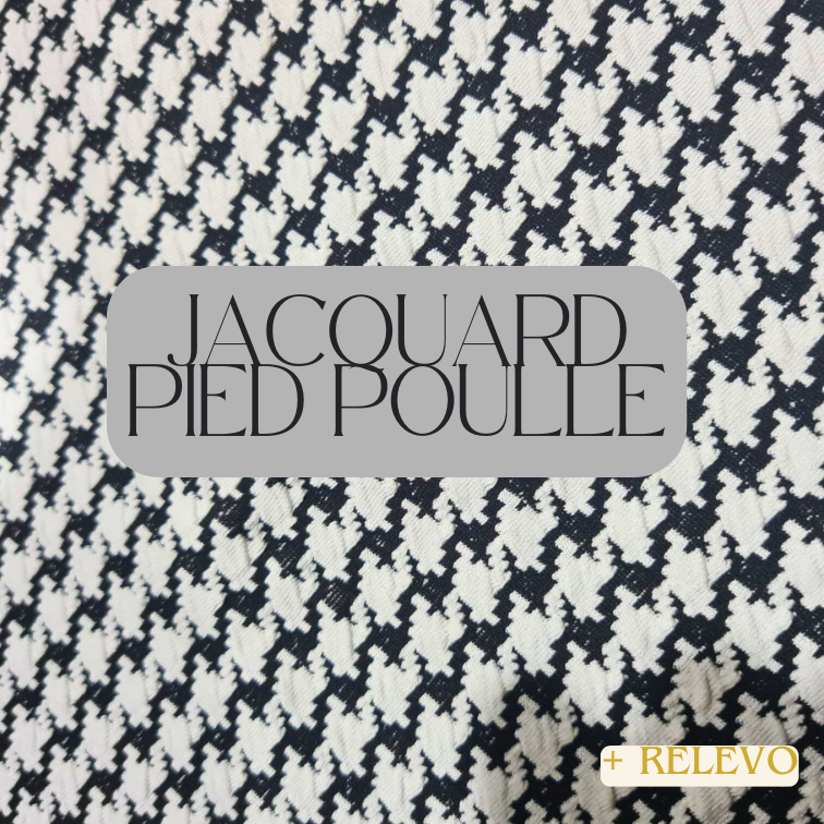 Malha Jacquard Jacar Pied Poulle Poule Tecido Elastano Relevo 1,60m x 1m