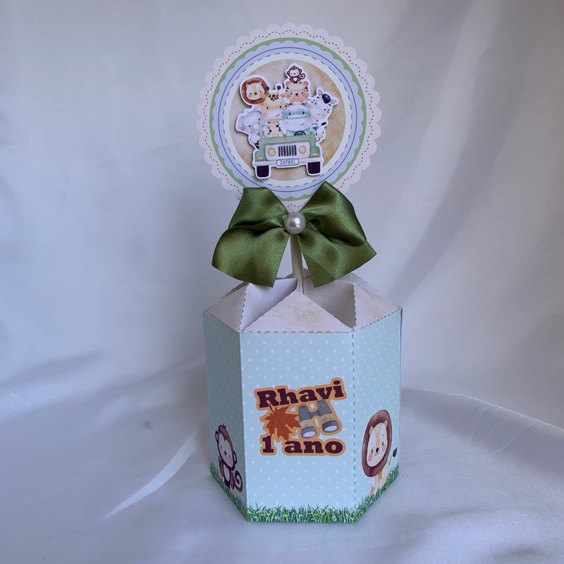 Centro de Mesa Safari - Lembrancinhas personalizadas Safari - Festa infantil decoração de mesa PEGUE E MONTE