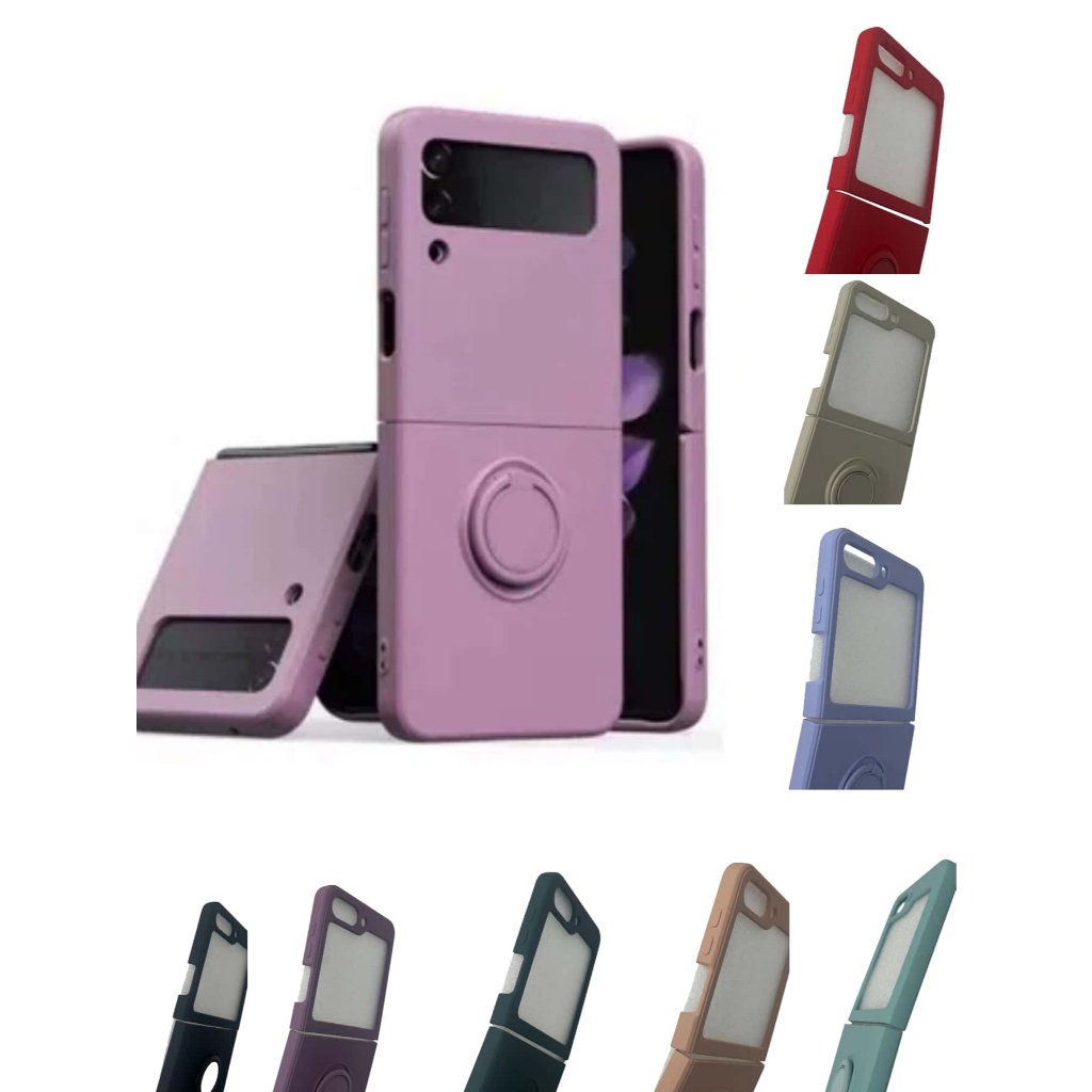 Capa Compatível Z Flip 3 4 5 6  Silicone Premium Com Suporte Anel Anti-Impacto Proteção de Câmera zflip 7 camera aberto em Oferta na Shopee
