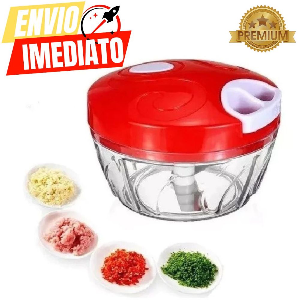 Processador Manual de Alimentos Triturador 3 Lâminas Multifuncional Premium