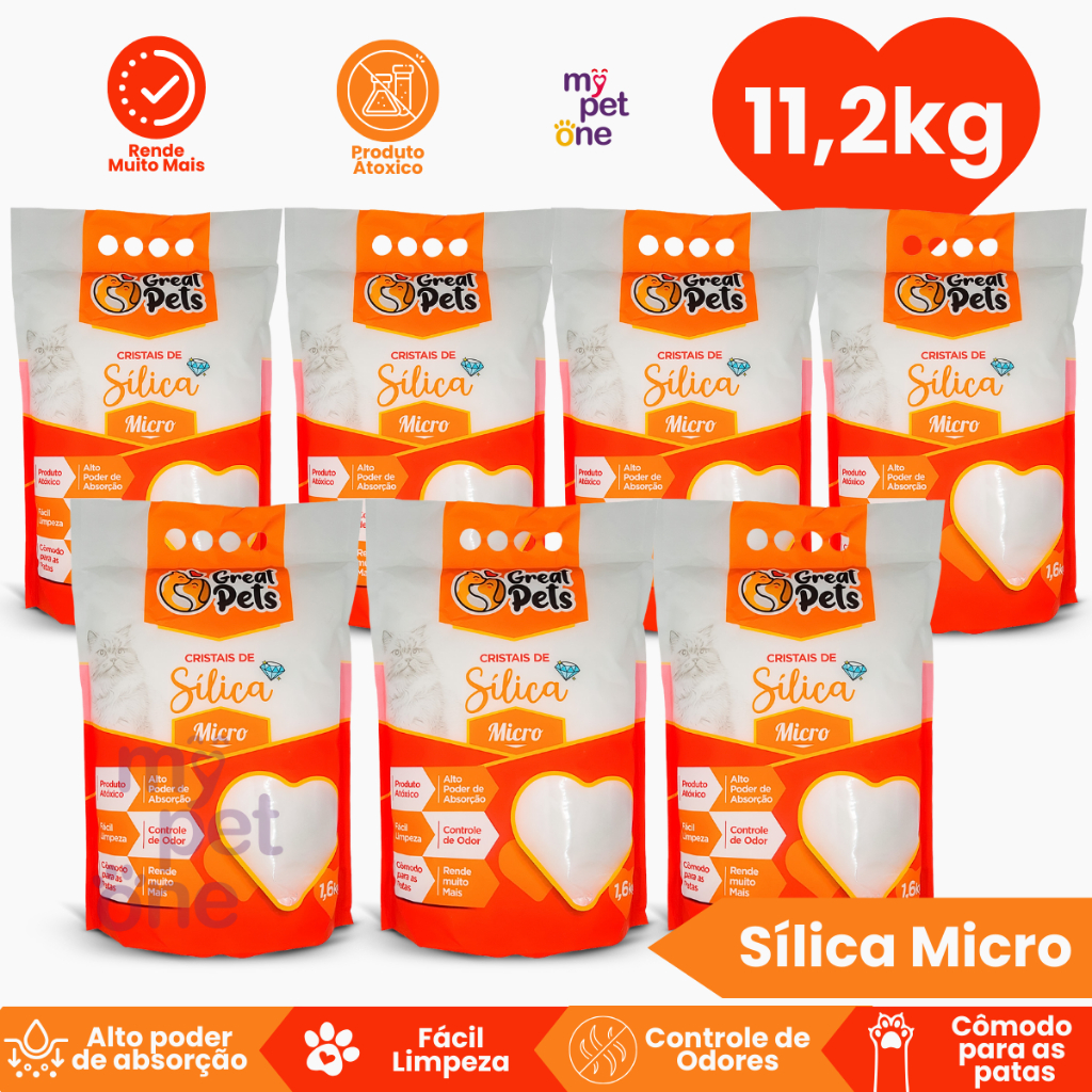 Kit 7 Areia Sílica Fina Great Pets para Gatos - 1,6 Kg em Oferta na Shopee