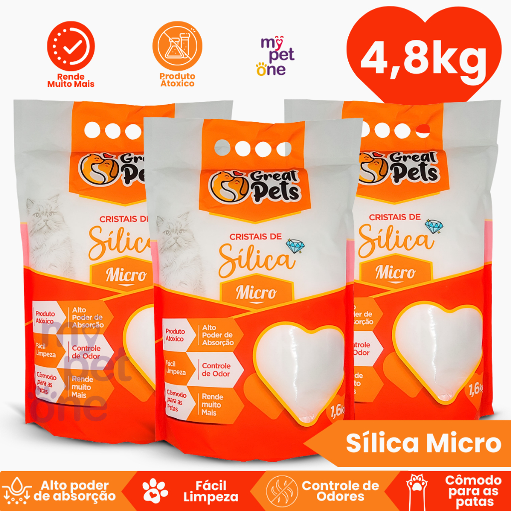 Kit  3 Areia Sílica Fina Great Pets para Gatos - 1,6 Kg em Oferta na Shopee