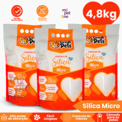 Kit 3 Areia Sílica Fina Great Pets para Gatos - 1,6 Kg
