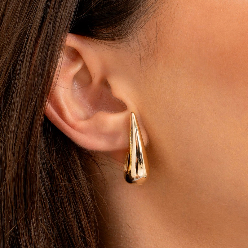 Brinco Argola Gota Fecho Click Banhado a Ouro 18k Ou Prata 925