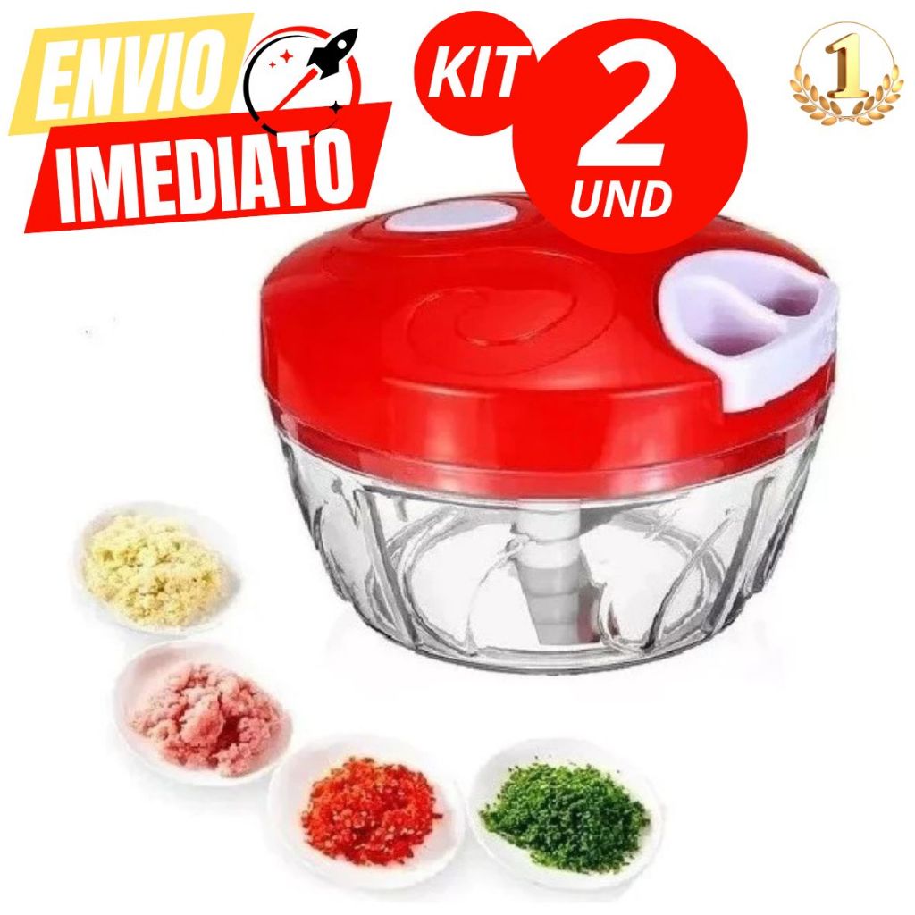 Kit 2  OU 01 UNIDADE Processador Manual Triturador de Alimentos 3 Laminas