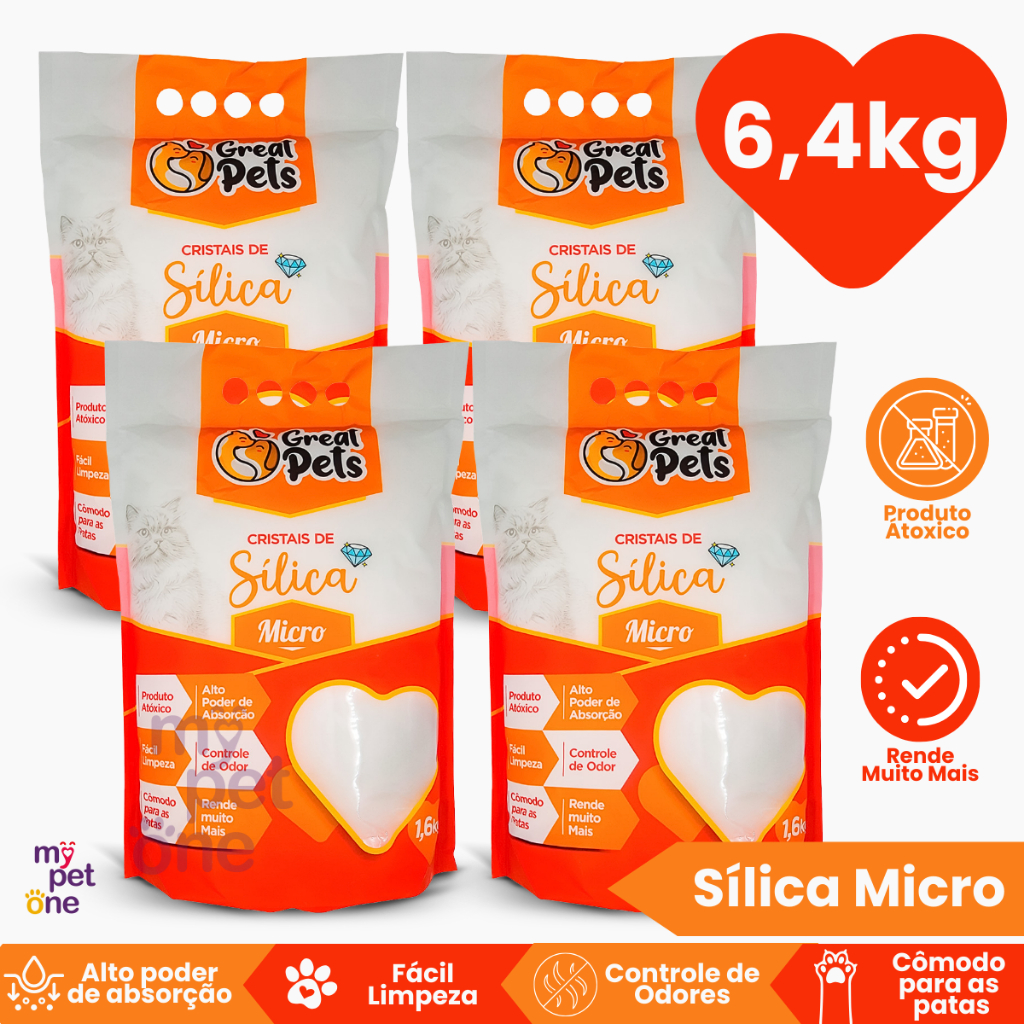 Kit 4 Areia Sílica Fina Great Pets para Gatos - 1,6 Kg em Oferta na Shopee
