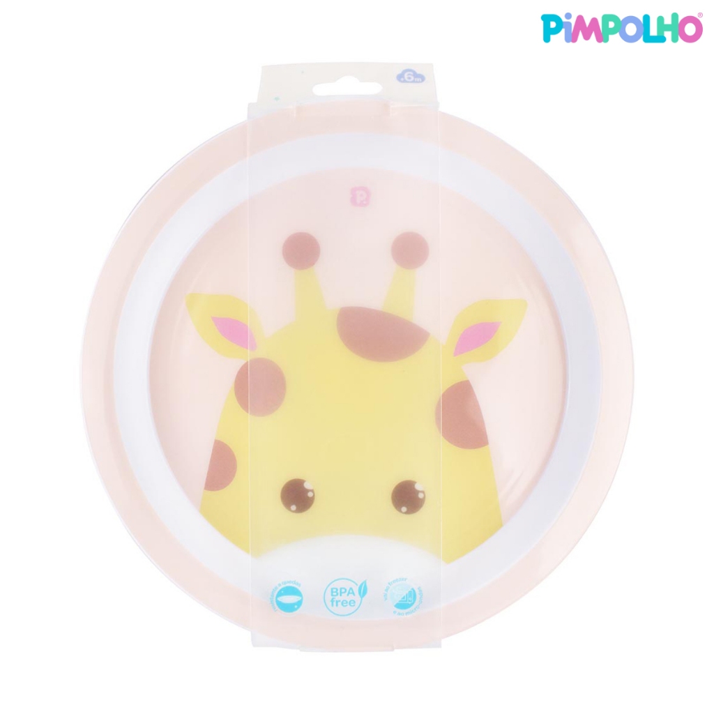 Prato Individual Girafa Leão Infantil BPA Free Pimpolho em Oferta na Shopee