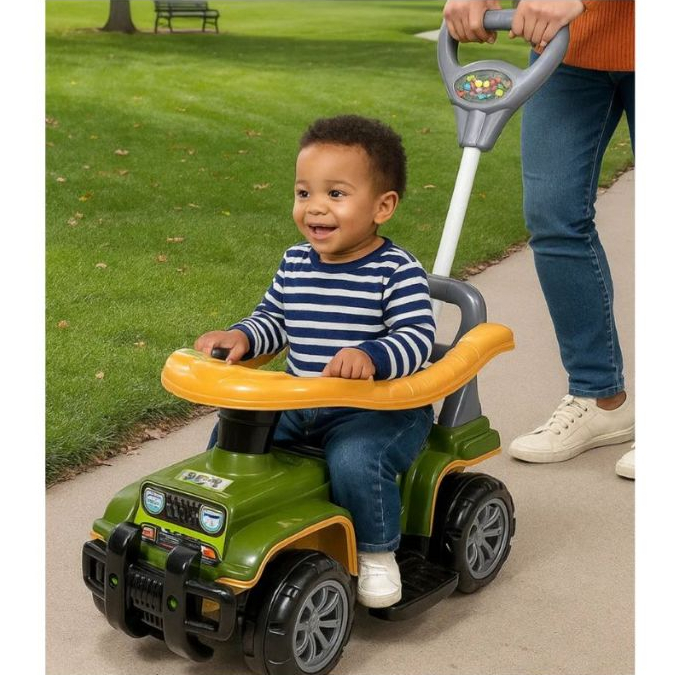 Carrinho Passeio Infantil Andador JIP JIP Haste Guia Empurrador Bebê Quadriciclo Brinquedo Criança