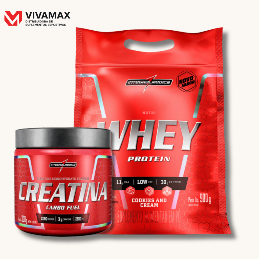 Kit Whey + Creatina Kit Nutri Whey 900g + Creatina Carbo fuel 300g Integralmedica