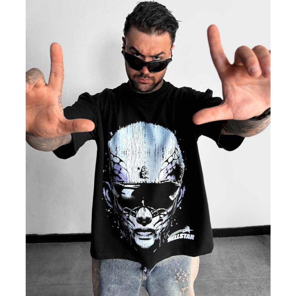 Camiseta Hellstar Cyborg streetwear oversized plus size Aftersoul 100% algodão