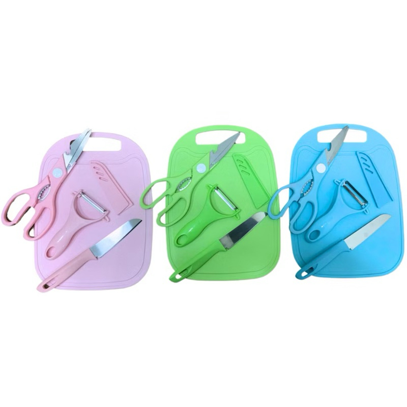Kit Utensílios De Cozinha 4 Peças Tábua Culinária Descascador Ralador Conjunto Faca