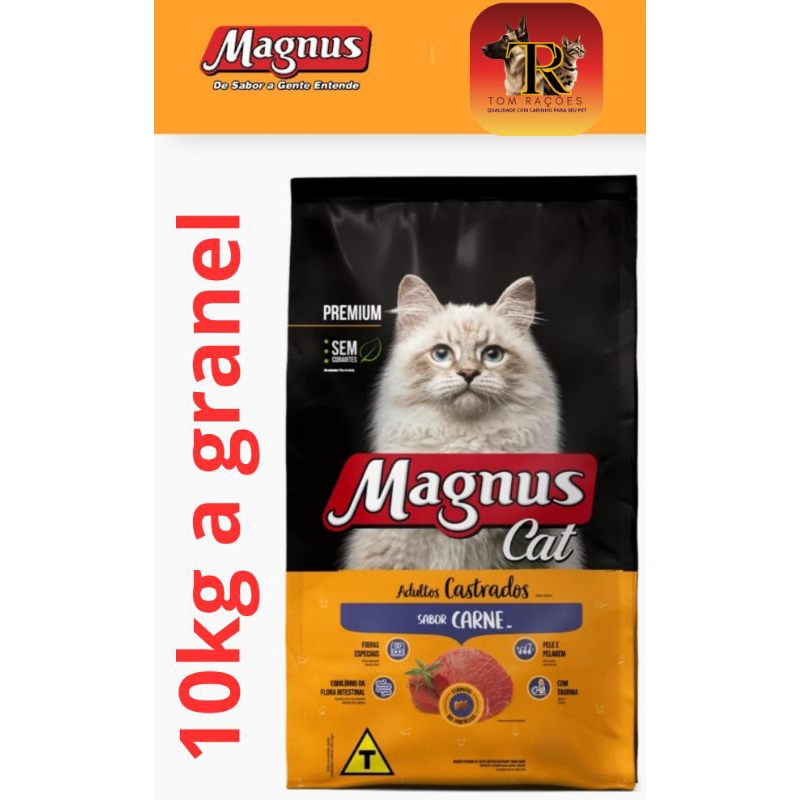 10kg a Granel, MAGNUS CAT GATO CASTRADO CARNE, Ração Premium sabor carne, ração para gatos adultos castrados.