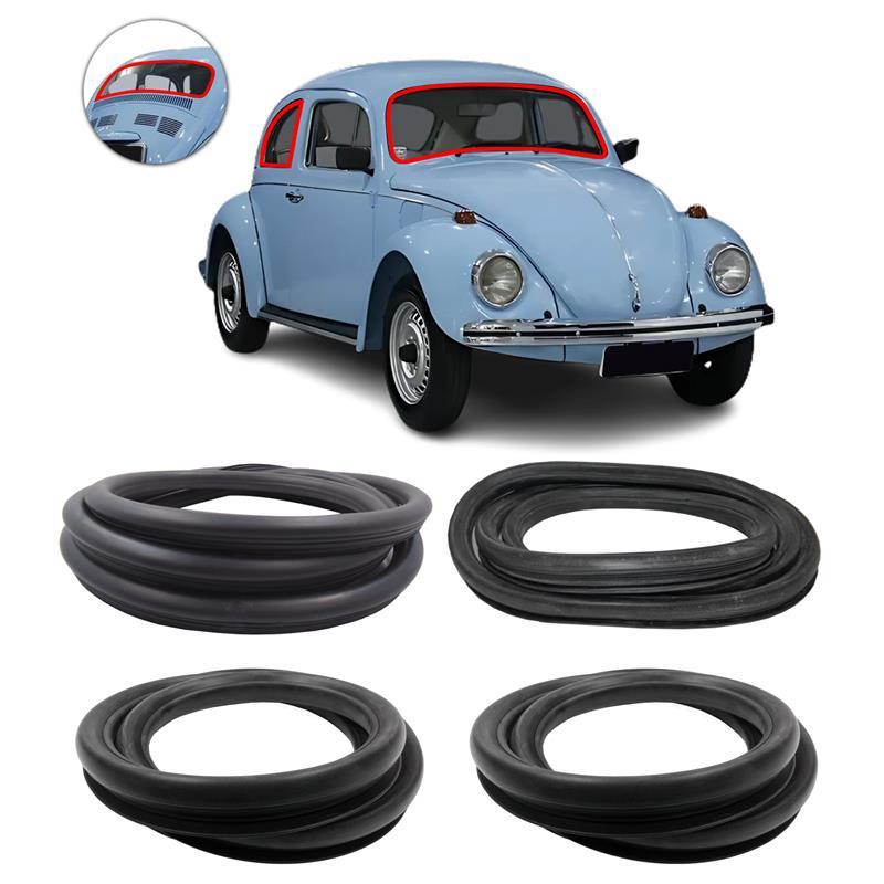 Kit Borracha Parabrisa Janela e Vigia Vw Fusca 1959 a 1996 Borrachauto