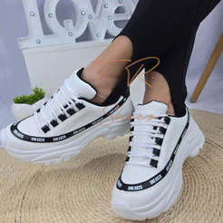 Tênis Plataforma Branco Feminino Confortável, Leve, Resistente, ORIGINAL