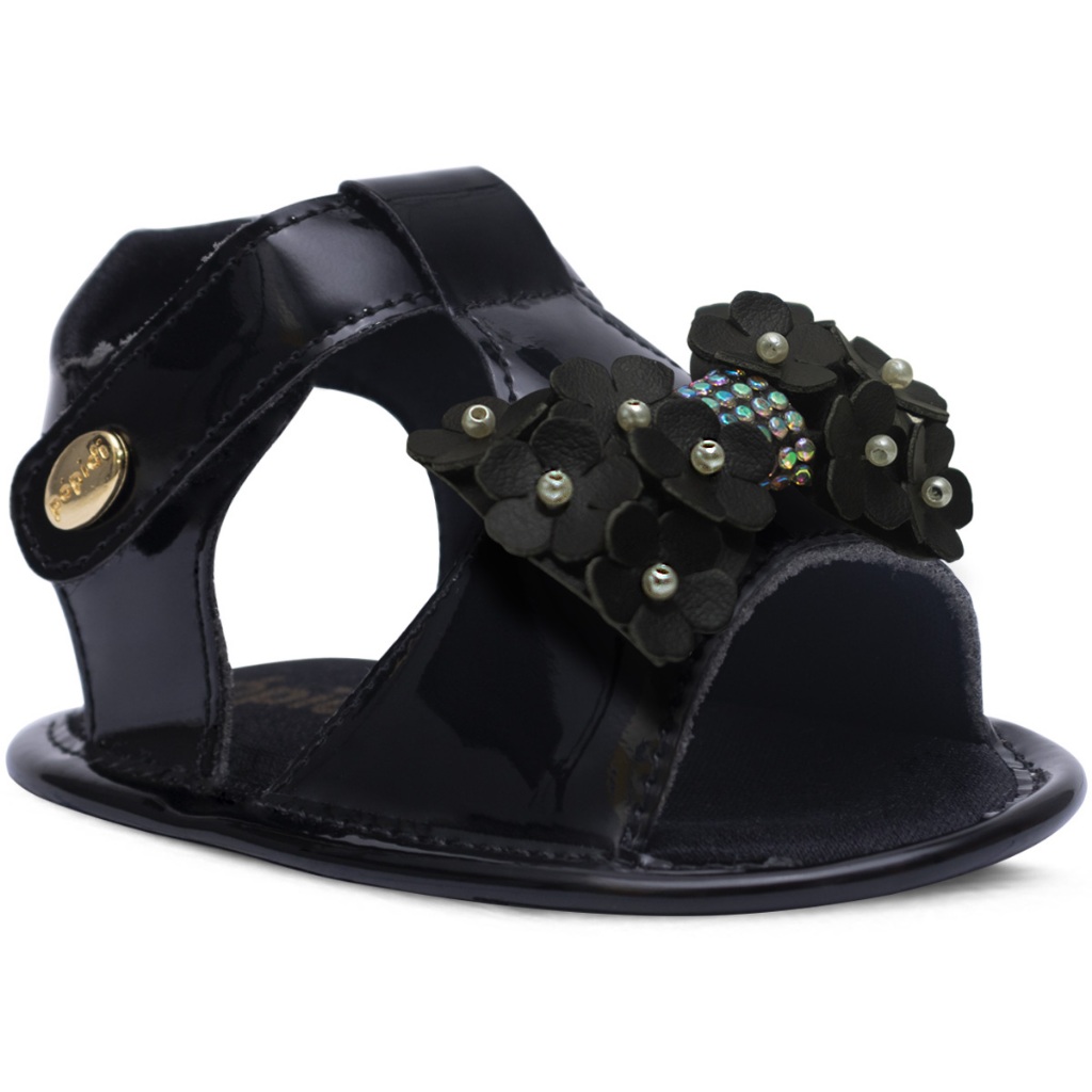 Sandalia Bebe Infantil Nº 13 Ao 18 Sapatinho Recem Nascido Laço Flor 01.39