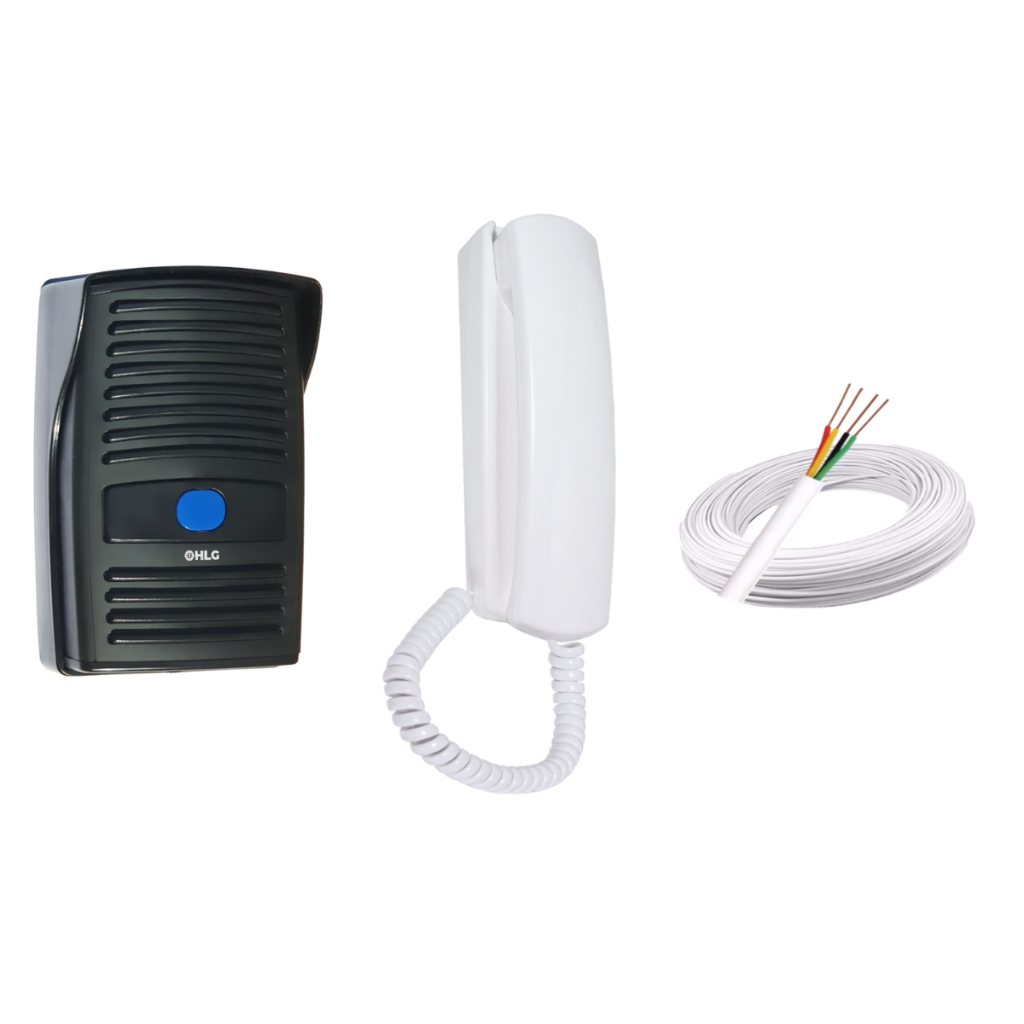 Kit Porteiro Eletronico Preto HLG com 25 metros de cabo