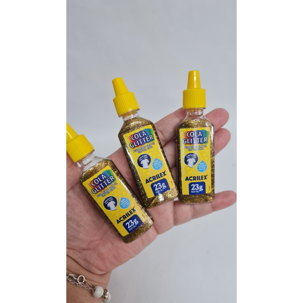 Kit com 3 Colas Glitter 23g - Acrilex