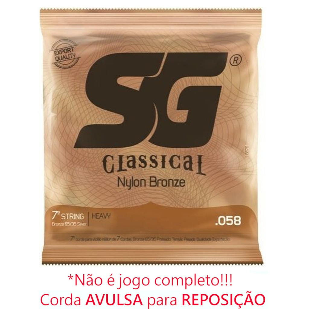 Sétima Corda Avulsa SG violao nylon 7 cordas bronze 65/35