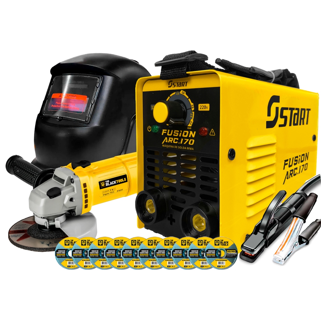 Kit Maquina De Solda + Esmerilhadeira + Mascara E Acessórios 220v em Oferta na Shopee