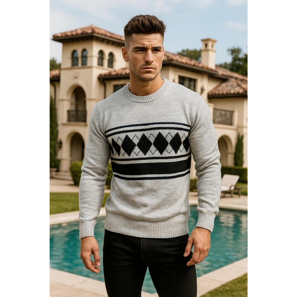 Sueter masculino trico importado frio casaco blusa pentagono