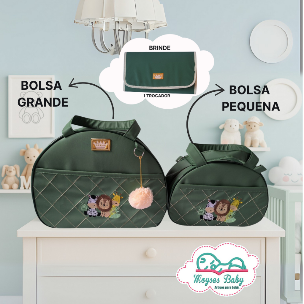 Kit Bolsa Maternidade 2 Peças Redonda Safari + Mimo Moyses Baby