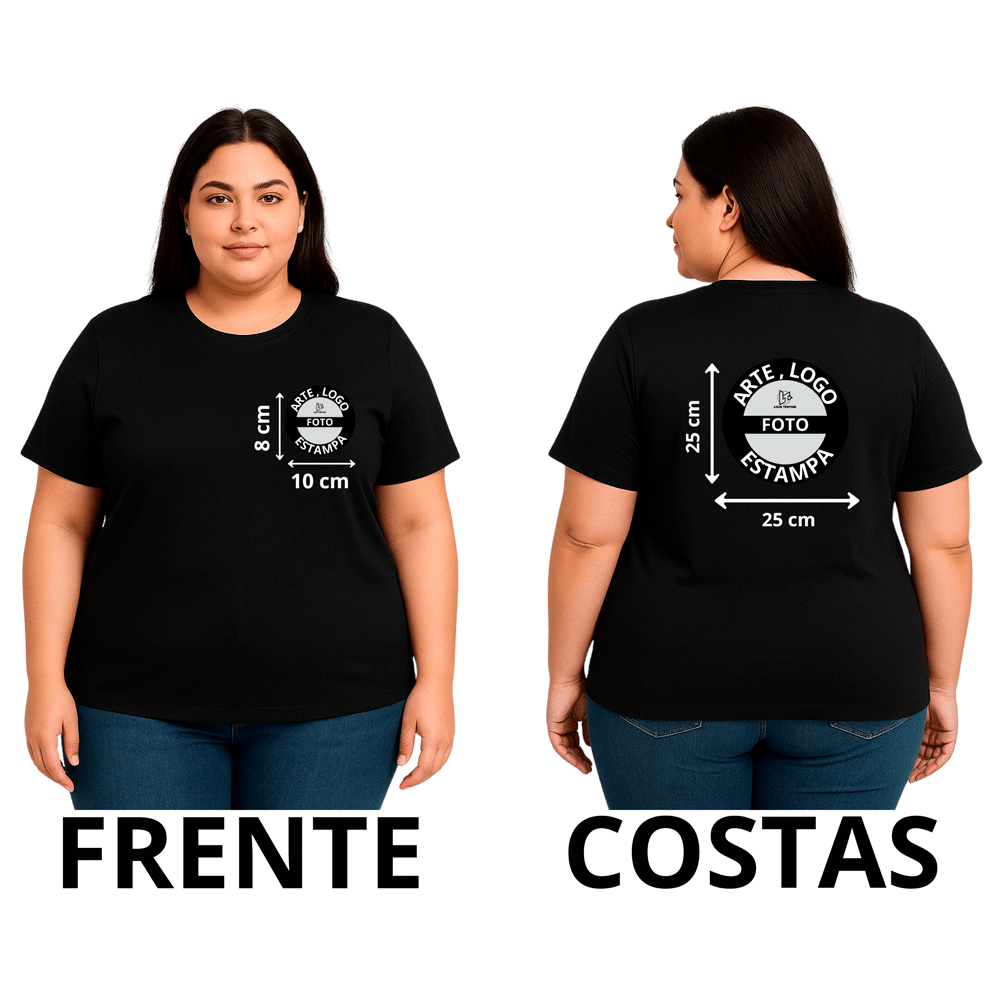 CAMISETA PLUS SIZE  PERSONALIZADA COM SEU LOGO, SUA MARCA, SUA IMAGEM 100% ALGODÃO UNISSEX UNIFORME em Oferta na Shopee