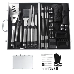 Kit Churrasco 31 Peças Aço Inox Com Maleta de Transporte Conjunto Churrasco completo Grillrelax