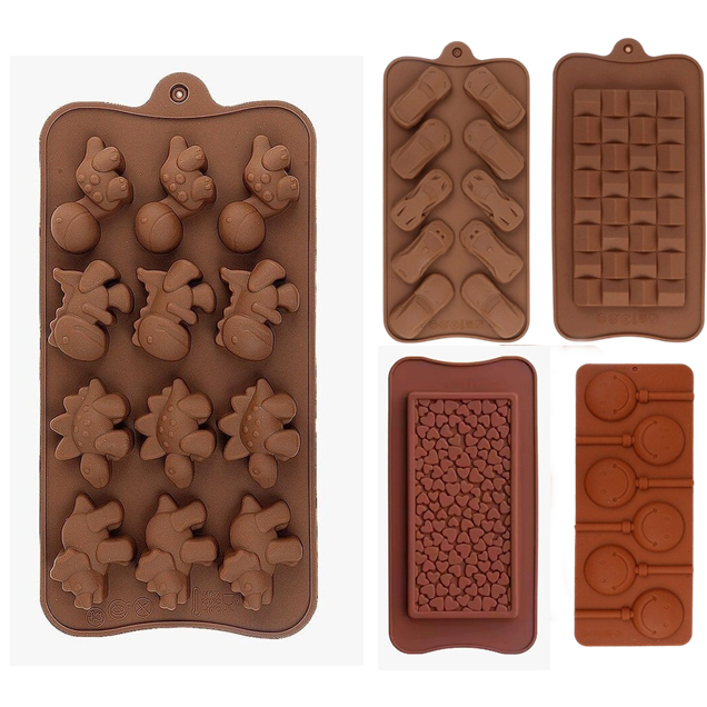 Molde Forma Para Chocolate Bombom Biscuit Silicone Sortidas Vários Modelos Carros, Barra, Dinossauro, Carros, Flor em Oferta na Shopee