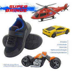 Tênis Infantil Menino Moda Pé com Pé Conforto Leve Macio Visual Moderno Com Brinde