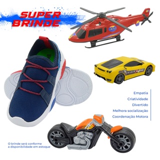 Tenis Infantil Menino Calce Fácil Marinho Elástico Pé com Pé Com Brinde em Oferta na Shopee