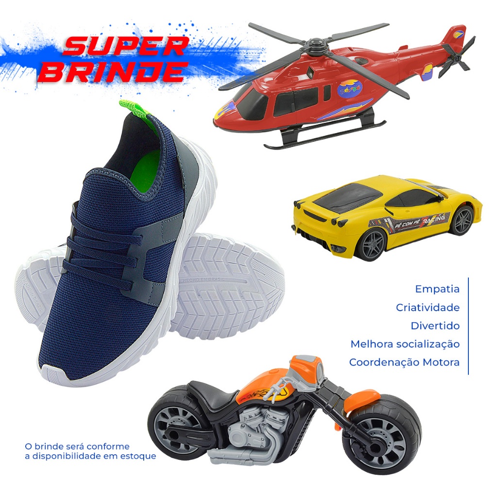 Tênis Infantil Menino Vitz Estilo Moderno Conforto Respirável Praticidade no Cal