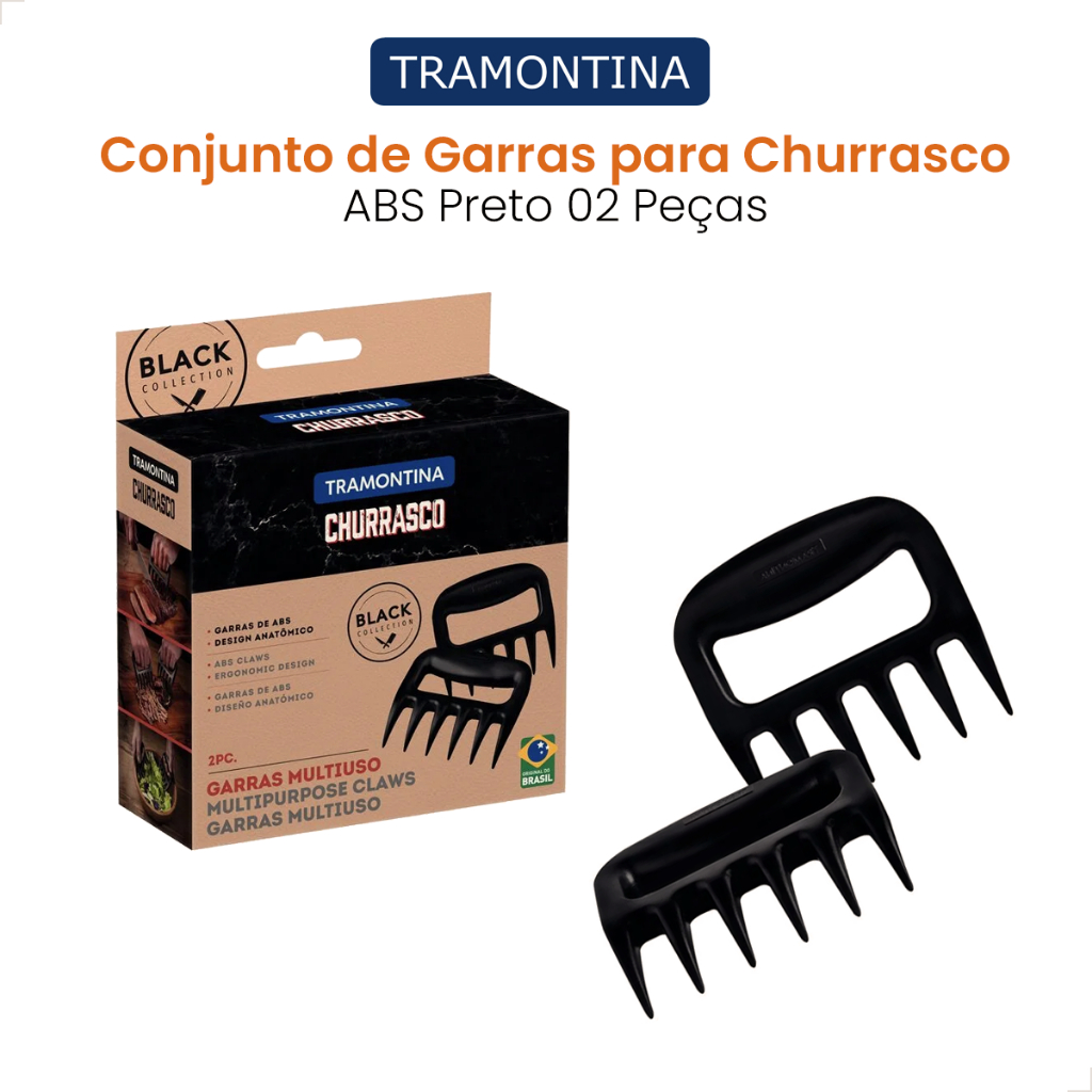 Conjunto De Garras De Urso Multiuso Tramontina Churrasco Kit 2 Peças ABS Para Desfiar Carne Salada em Oferta na Shopee