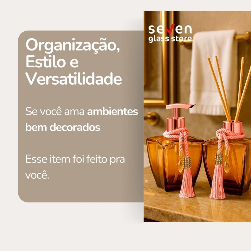 Kit Banheiro Vidros Degrade Marrom Porta Sabonete Difusor De Ambiente Luxo · foto 2
