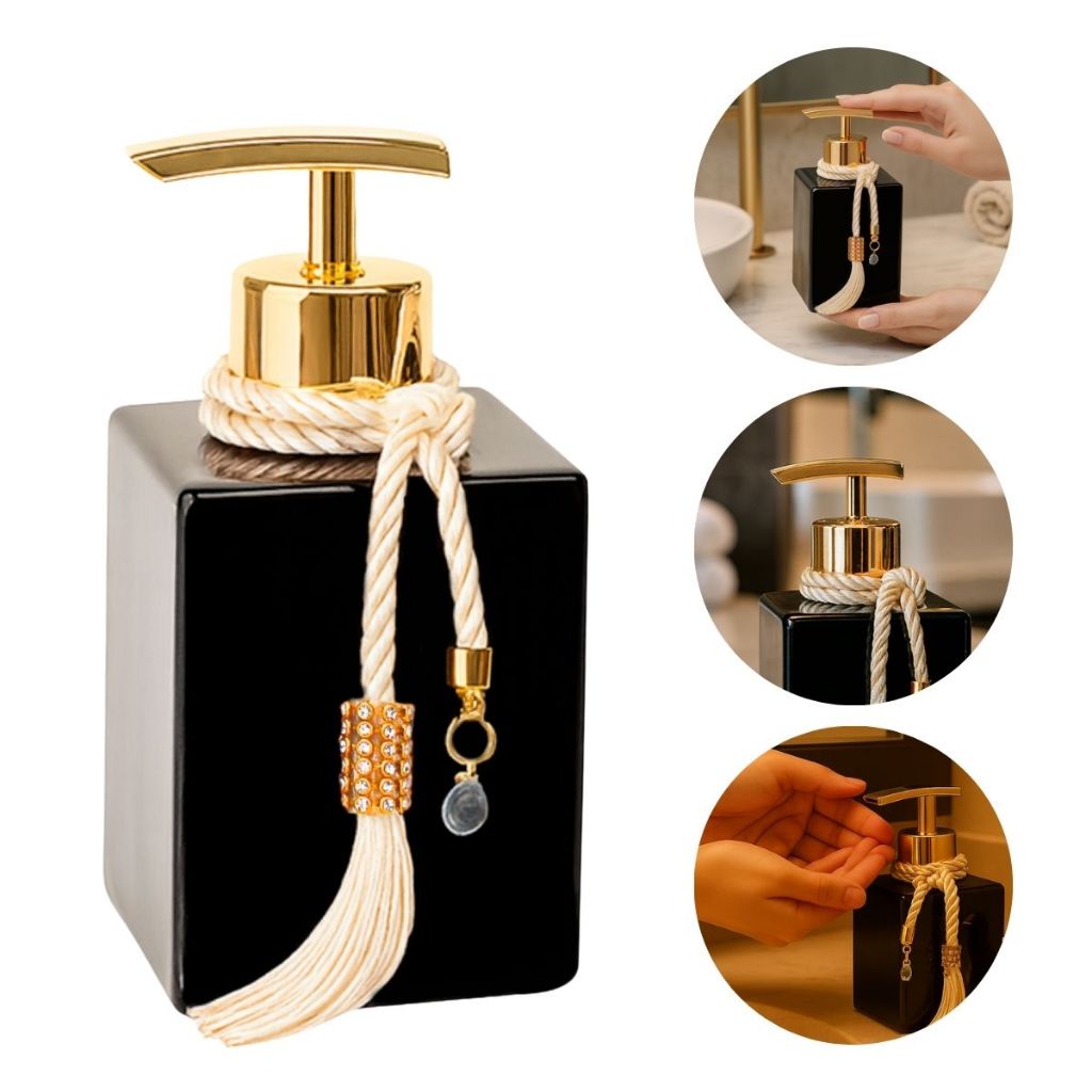 01 Frasco Vidro Cubo Preto 250ml Porta Sabonete C/ Válvula Super Luxo 
e Pingente