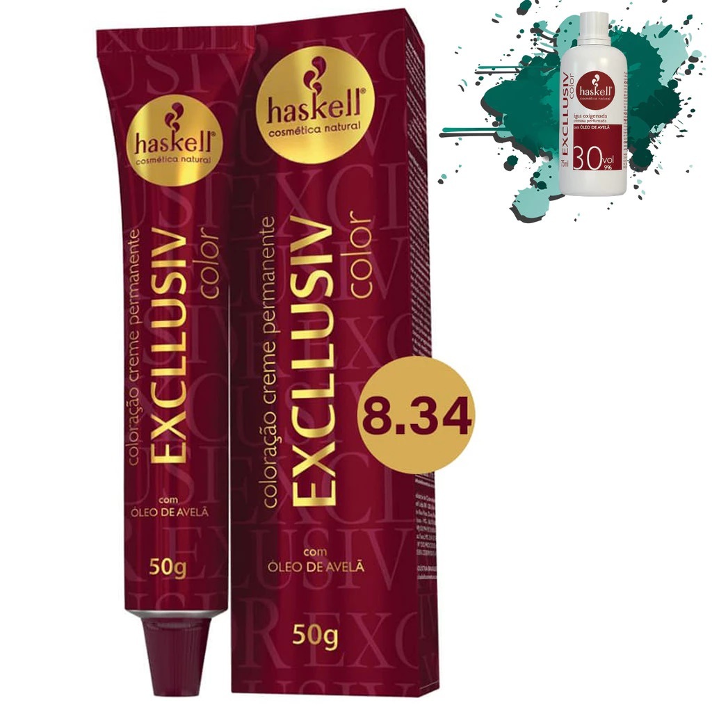 Coloração Profissional 8.34 Louro Claro Dourado Excllusiv Color Haskell em Oferta na Shopee