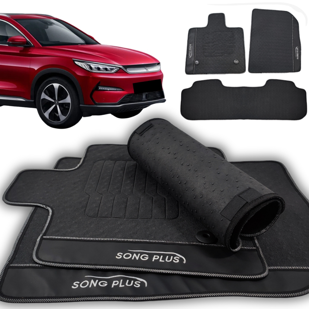 Tapete Para Byd Song Plus 2026 personalizado Borracha Resistente Inteiriço Premium Preto 3 peças