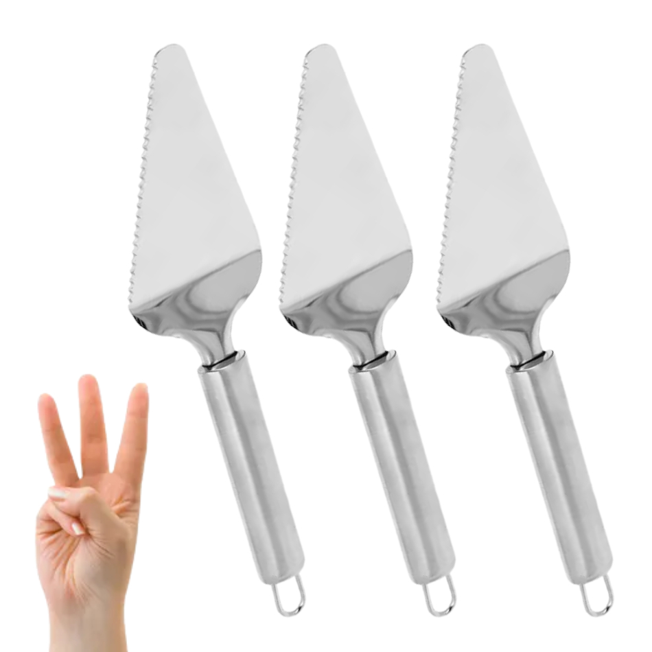 3 Espátulas Para Bolo Tortas Pizzas Pá 100% Inox Importado Luxo Original Cozinha Utilidades