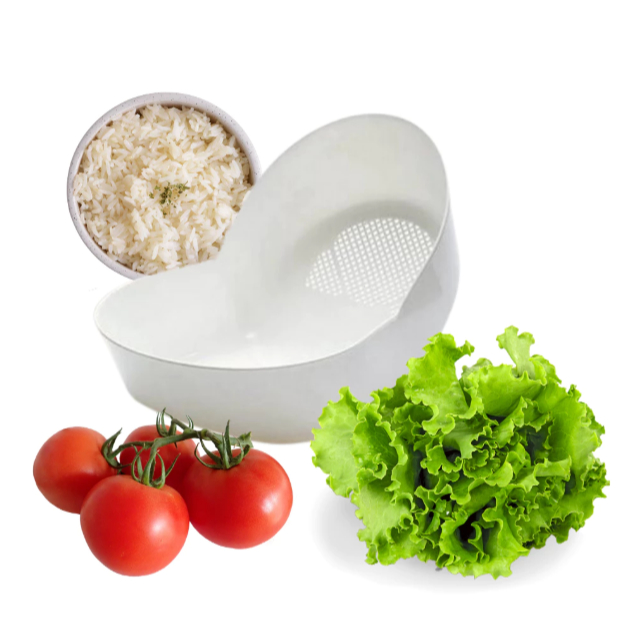 Kit 12 Escorredor Lavador de Arroz Macarrão Verduras Branco Plástico Promoção