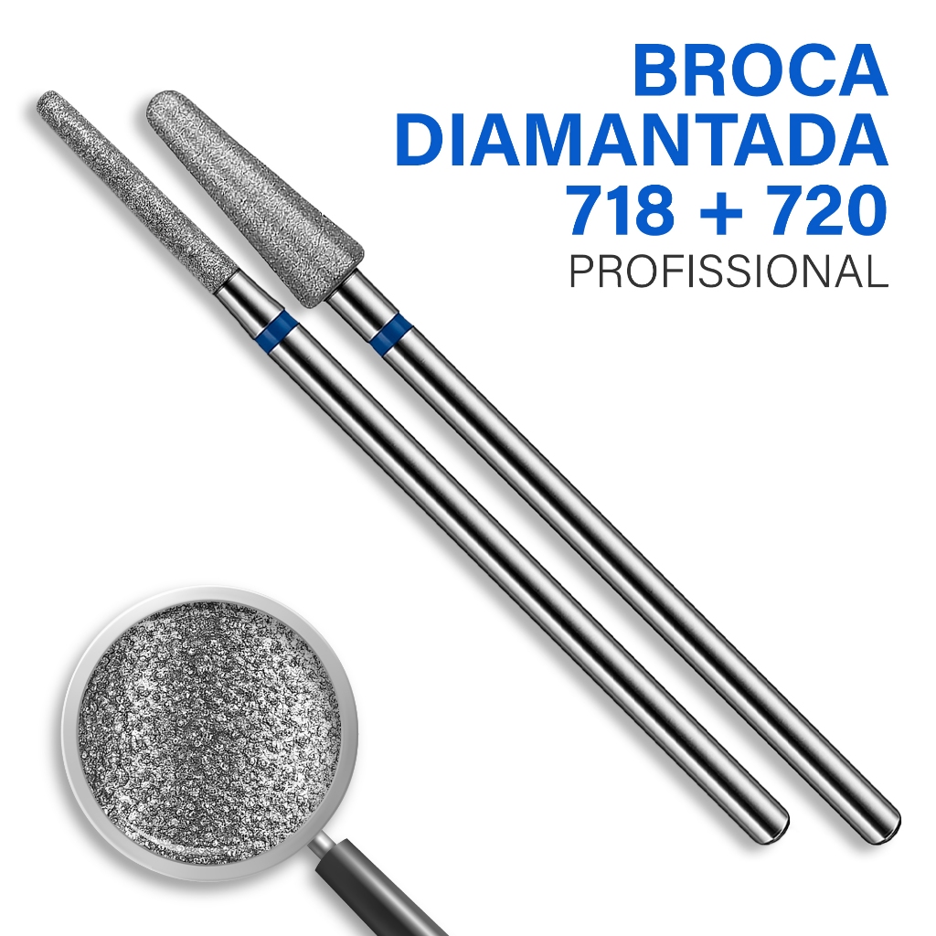 Kit Brocas Diamantada 718 720 Alongamento Manicure Cutícula Unha Motor Acabamento Profissional em Oferta na Shopee